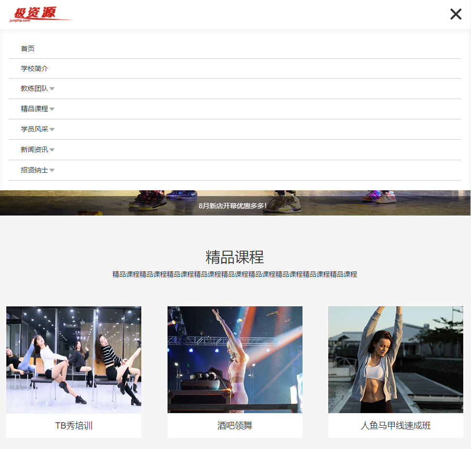 自适应舞蹈教学网站html静态页面模板